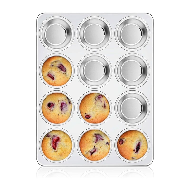 Muffin Tin Nonstick - ABGH-Muffin Tavası, 12'li Normal Boy Paslanmaz