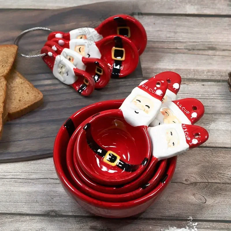 Kitchen Baking Bowls - 4 adet Noel Ölçüm Kaşık Seti,