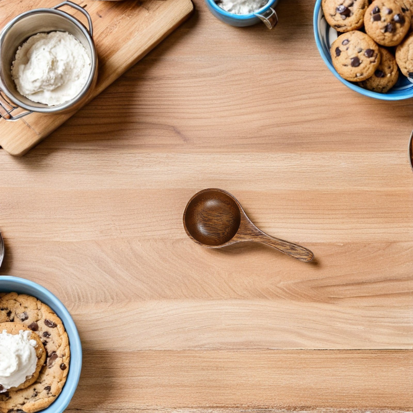 Kitchen Baking Soda - Ahşap Ölçü Kaşığı - Kahve Çekirdeği,
