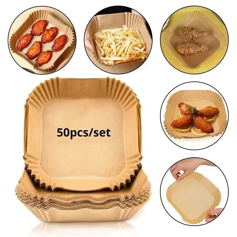Kitchen Paper For Baking - 50 Adet Tek Kullanımlık Yapışmaz Airfryer